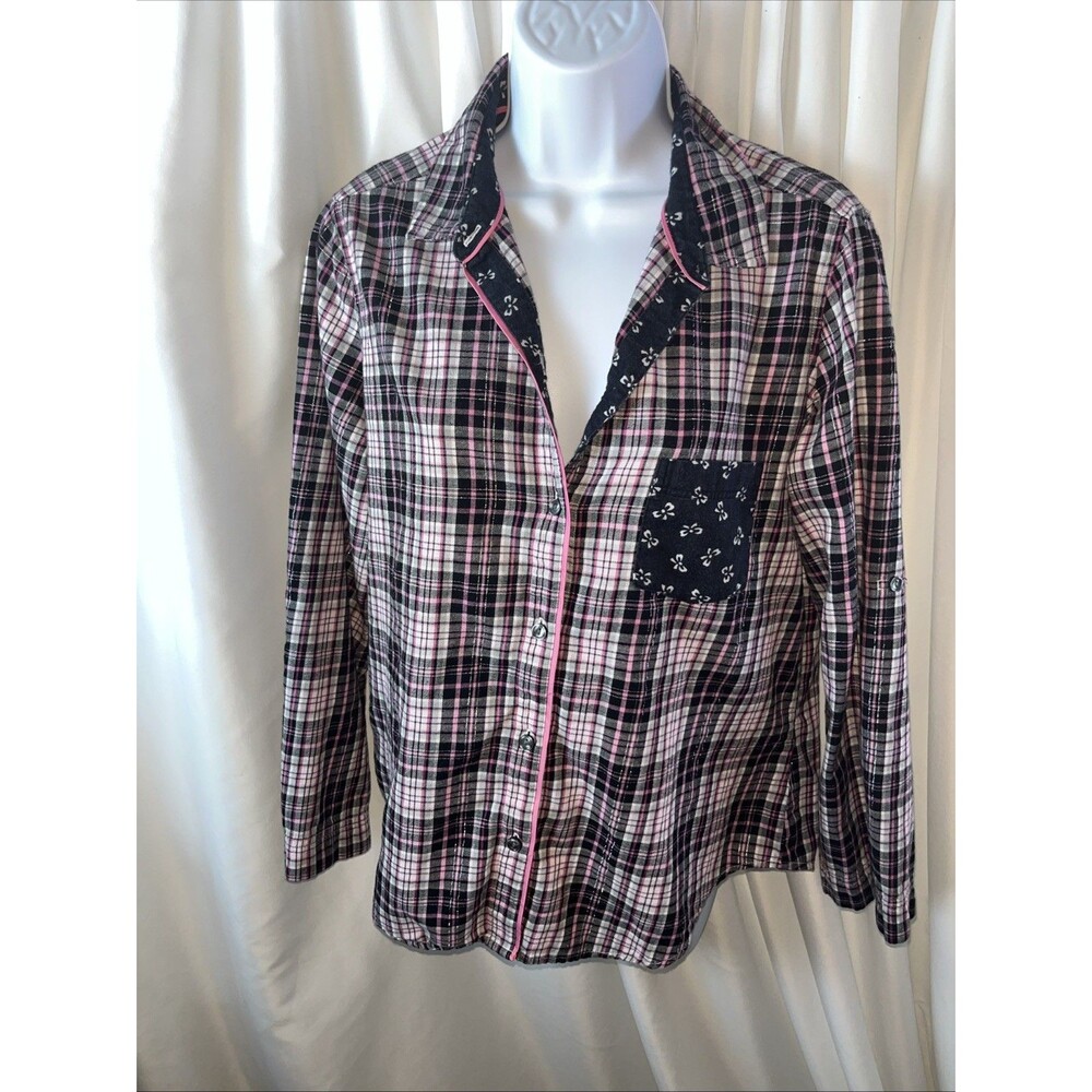 Victorias Secret Women’s Plaid Flannel Long Sleeve Pajama Sleep Shirt Size S